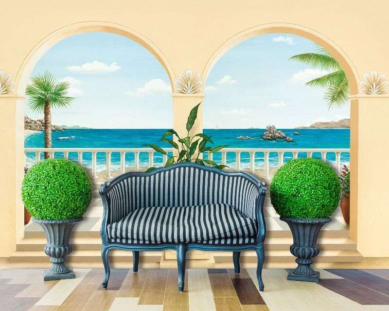 „Terrasse Provencale“ с провансалска тераса, монтиран в интериор като ефект на прозорец