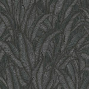 Тапет листа в черно и сребристо Fashion for Walls 4 — тропически мотив