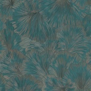 Тапет 10373-19 с абстрактни листа в зелен тюркоаз и златисто, Fashion for Walls 4